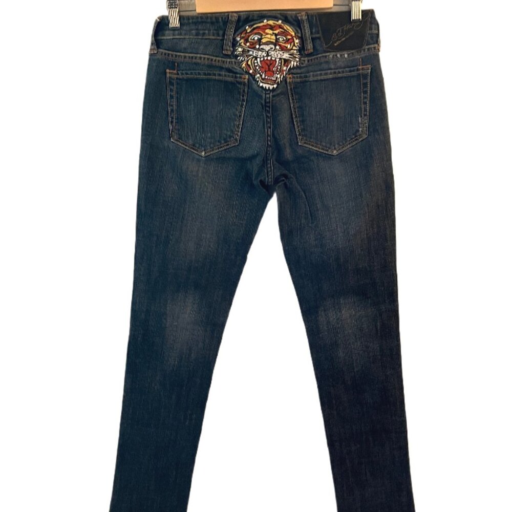 Ed Hardy Y2K Women's Embroidered Tiger Straight Jeans Size 28/32